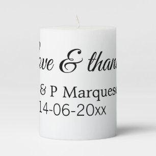 Love & thanks add couple name wedding add date yea pillar candle