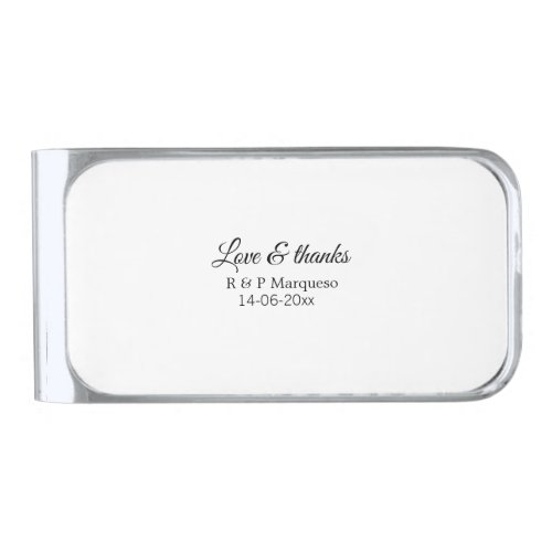 Love  thanks add couple name wedding add date yea silver finish money clip