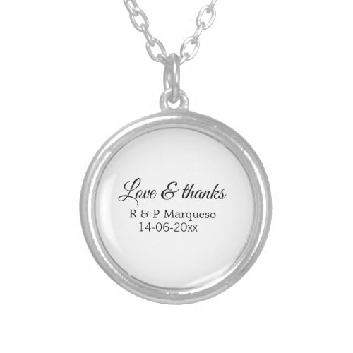 Love  thanks add couple name wedding add date yea silver plated necklace