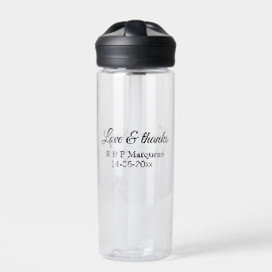 Love & thanks add couple name wedding add date yea water bottle