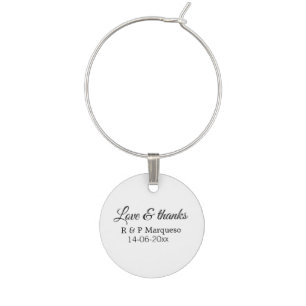 Love & thanks add couple name wedding add date yea wine charm