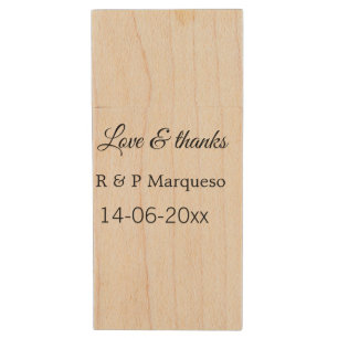 Love & thanks add couple name wedding add date yea wood flash drive