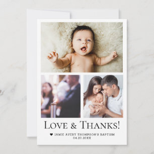 Love & Thanks Baby Baptism Photo Collage Grid  Thank You Card