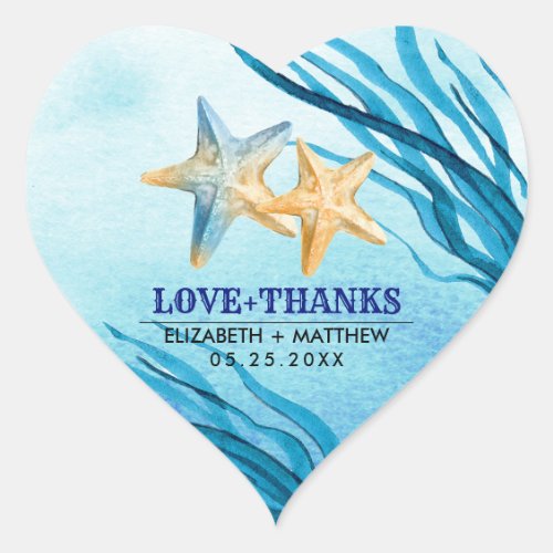 Love  Thanks Beach Starfish Wedding Stickers