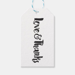 Love & Thanks Black Fat Thick Script Thank You Gift Tags