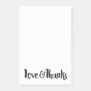 Love & Thanks Black Modern Thick Script Thank You Post-it Notes