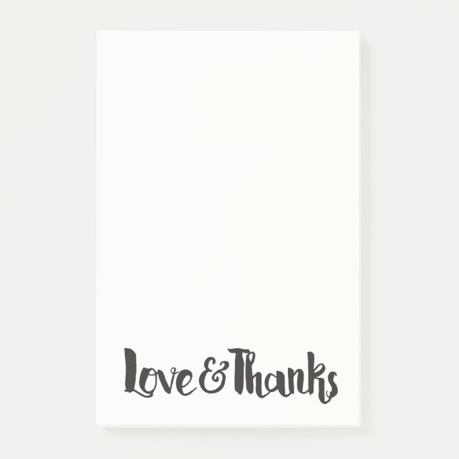 Love & Thanks Black Modern Thick Script Thank You Post-it Notes (Front)