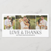 Love & Thanks Boho | Wedding Thank You Photo Card