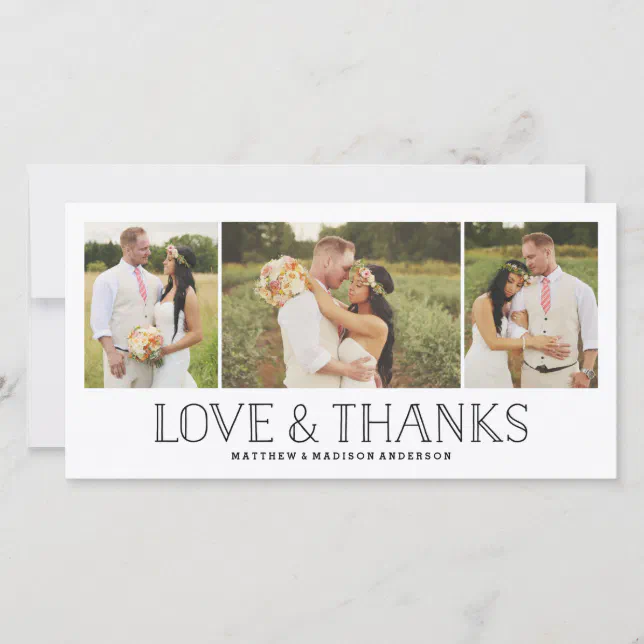 Love & Thanks Boho | Wedding Thank You Photo Card | Zazzle