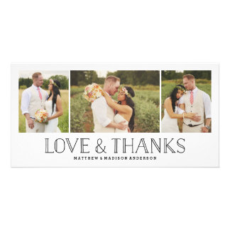Love & Thanks Boho | Wedding Thank You Photo Card