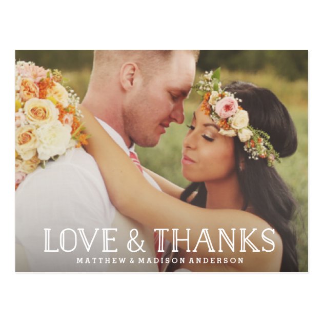Love & Thanks Boho | Wedding Thank You Postcard