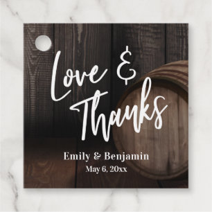 Love & Thanks Casual Typography w/ Wooden Barrel Favor Tags