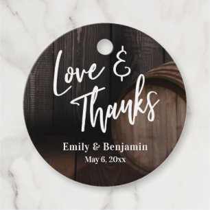 Love & Thanks Casual Typography w/ Wooden Barrel Favor Tags