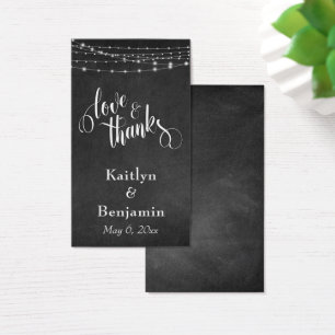 Love & Thanks Chalkboard Lights Wedding Favor Tag