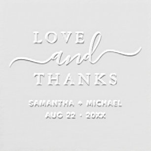 Love & Thanks Chic Script Custom Wedding Names Embosser
