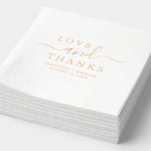 Love & Thanks Chic Script Custom Wedding Names Foil Napkins