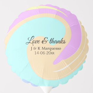 Love & thanks colorful marble wedding name balloon