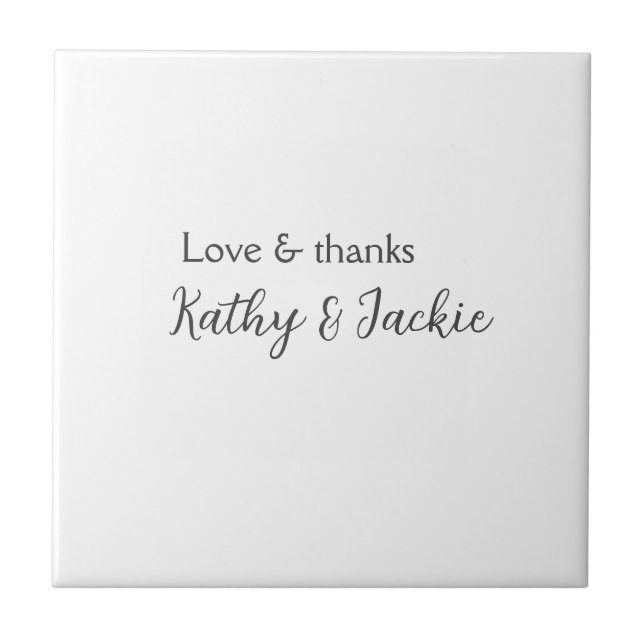 Love & thanks couple name wedding simple minimal  ceramic tile (Front)