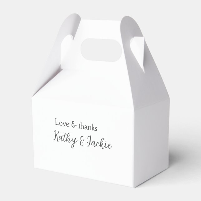 Love & thanks couple name wedding simple minimal  favor boxes (Front Side)
