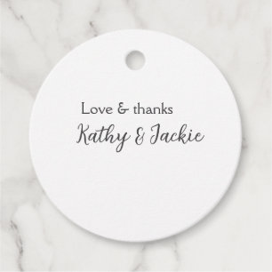 Love & thanks couple name wedding simple minimal  favor tags