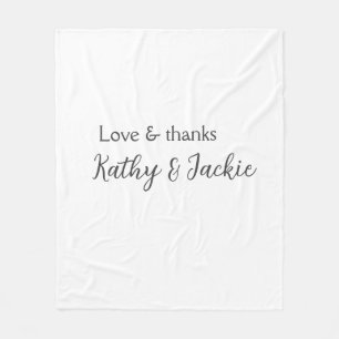 Love & thanks couple name wedding simple minimal fleece blanket