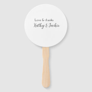 Love & thanks couple name wedding simple minimal  hand fan