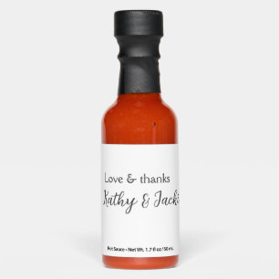 Love & thanks couple name wedding simple minimal hot sauces