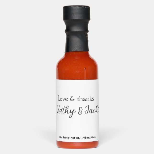Love & thanks couple name wedding simple minimal  hot sauces (Front)
