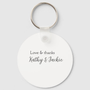 Love & thanks couple name wedding simple minimal  keychain
