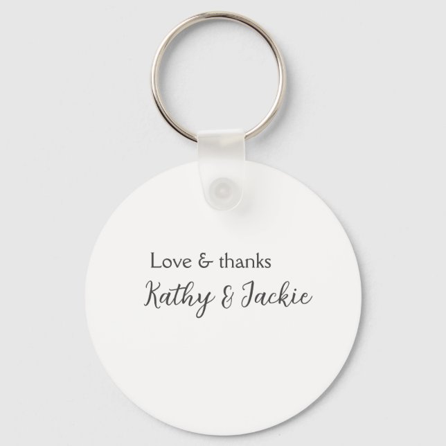 Love & thanks couple name wedding simple minimal  keychain (Front)