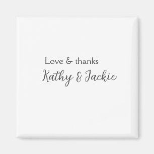 Love & thanks couple name wedding simple minimal  magnet