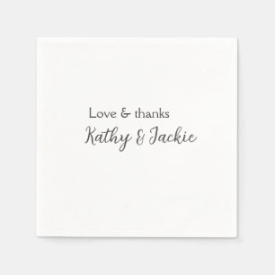 Love & thanks couple name wedding simple minimal napkins