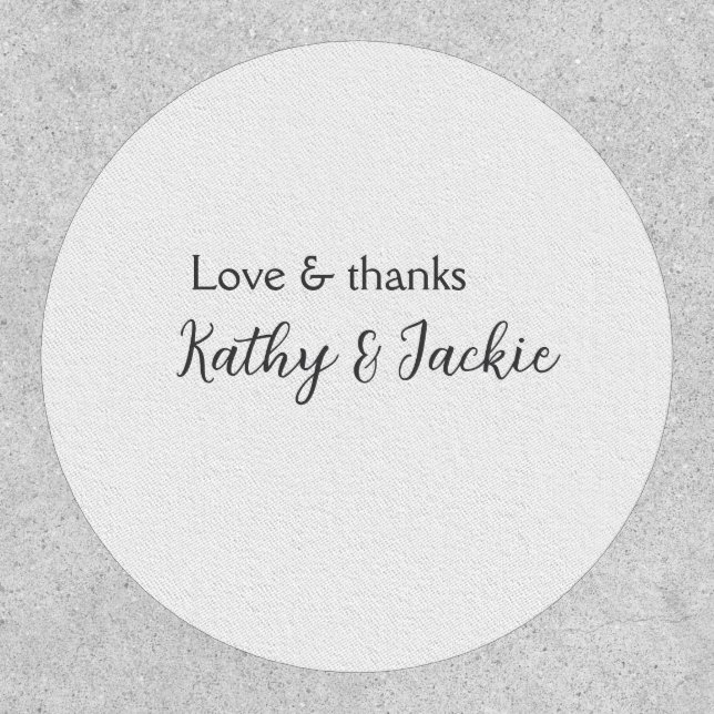 Love & thanks couple name wedding simple minimal  patch (Front)