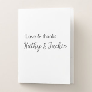 Love & thanks couple name wedding simple minimal  pocket folder
