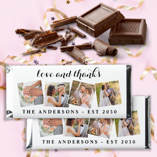 Love & Thanks Custom Photo Collage Wedding  Hershey Bar Favors
