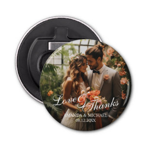 'Love & Thanks' Custom Photo Wedding Favor Bottle Opener