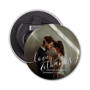 'Love & Thanks' Custom Photo Wedding Favor Bottle Opener