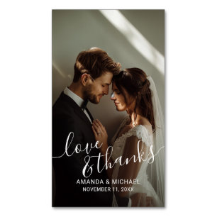 'Love & Thanks' Custom Photo Wedding Favor Business Card Magnet