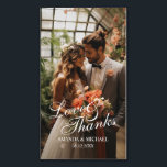 'Love & Thanks' Custom Photo Wedding Favor Business Card Magnet<br><div class="desc">A stylish and elegant wedding favor design with the words "Love & Thanks" in a beautiful white script font. It includes space for a custom photo,  names,  and the wedding date in a classic white font. A perfect way to add a personal touch to your special day!</div>
