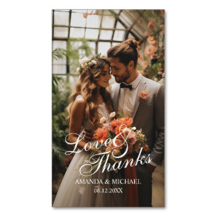 'Love & Thanks' Custom Photo Wedding Favor Business Card Magnet