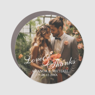 'Love & Thanks' Custom Photo Wedding Favor Car Magnet