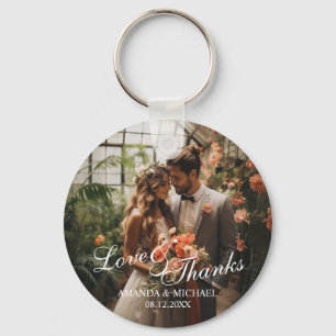'Love & Thanks' Custom Photo Wedding Favor Keychain