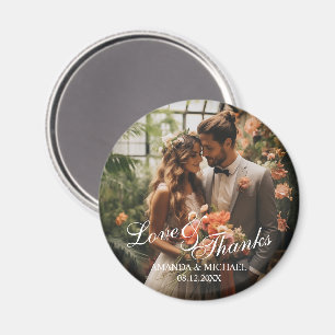 'Love & Thanks' Custom Photo Wedding Favor Magnet