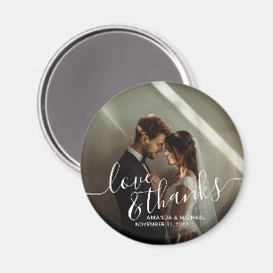 'Love & Thanks' Custom Photo Wedding Favor Magnet