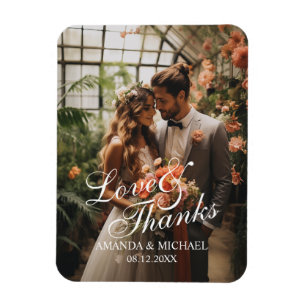 'Love & Thanks' Custom Photo Wedding Favor Magnet