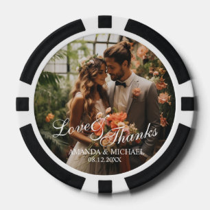 'Love & Thanks' Custom Photo Wedding Favor Poker Chips