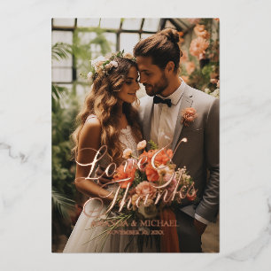 'Love & Thanks' Custom Photo Wedding Thank You Foil Invitation