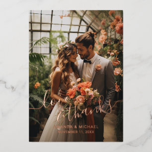 'Love & Thanks' Custom Photo Wedding Thank You Foil Invitation