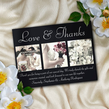 Love/thanks Custom Wedding Thank You Card 3 Photos by CustomInvites at Zazzle