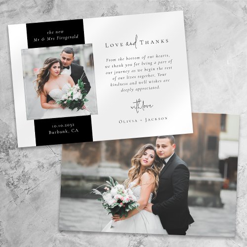 Love  Thanks Double Sided Photo Wedding Thank You Card